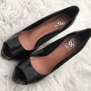 Vince Cameron Patent Leather Peep Toe Pumps